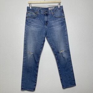 AG-ED Denim Adriano Goldschmied Jeans Sz 28 Ex-Boyfriend Slouchy Slim Knee Scuff